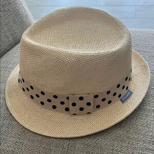 Wallaroo Hat Company Gigi fedora in natural polka dot trim 100% paper woven hat